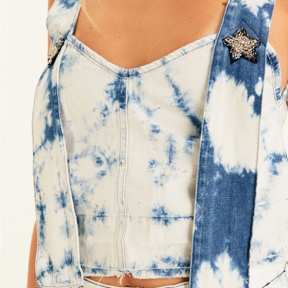 Allo Martinez Stylish Blue Tie-Dye Sleeveless Top NWT - Picture 2 of 9